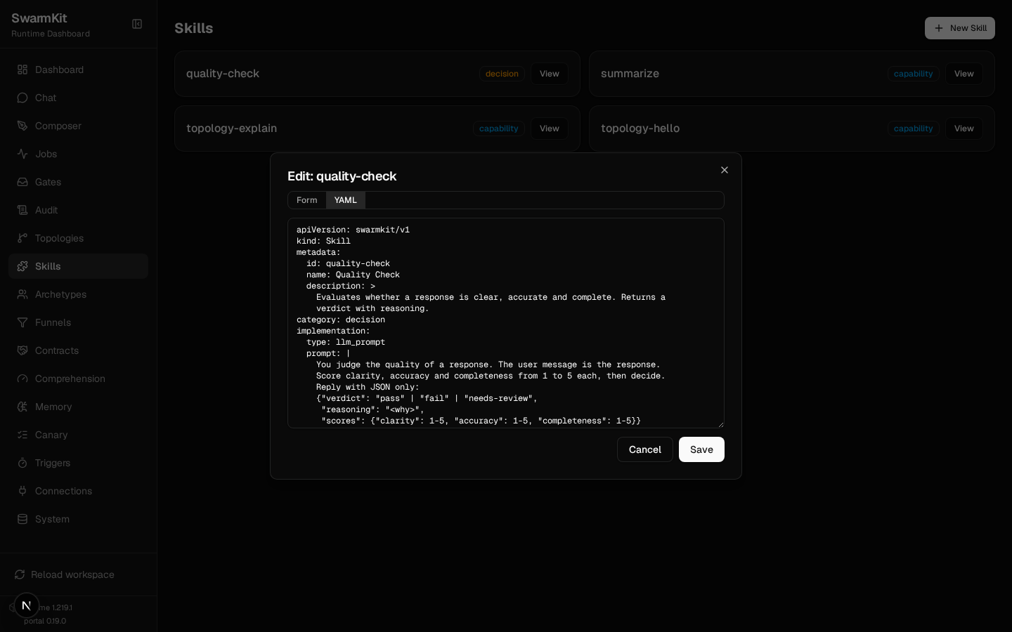 Editing quality-check as YAML