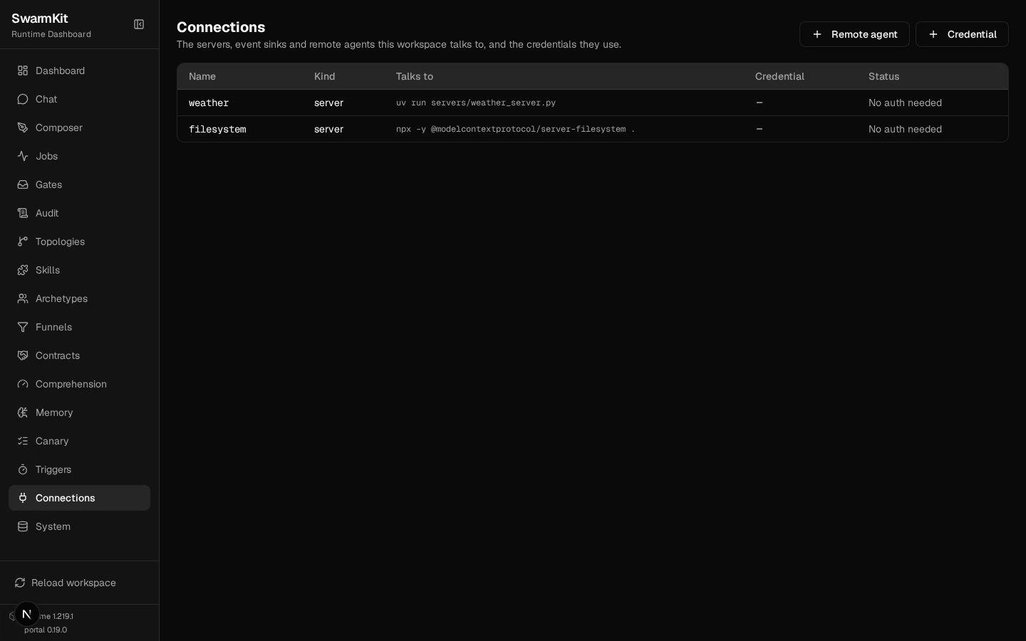 Connections: MCP servers and credentials