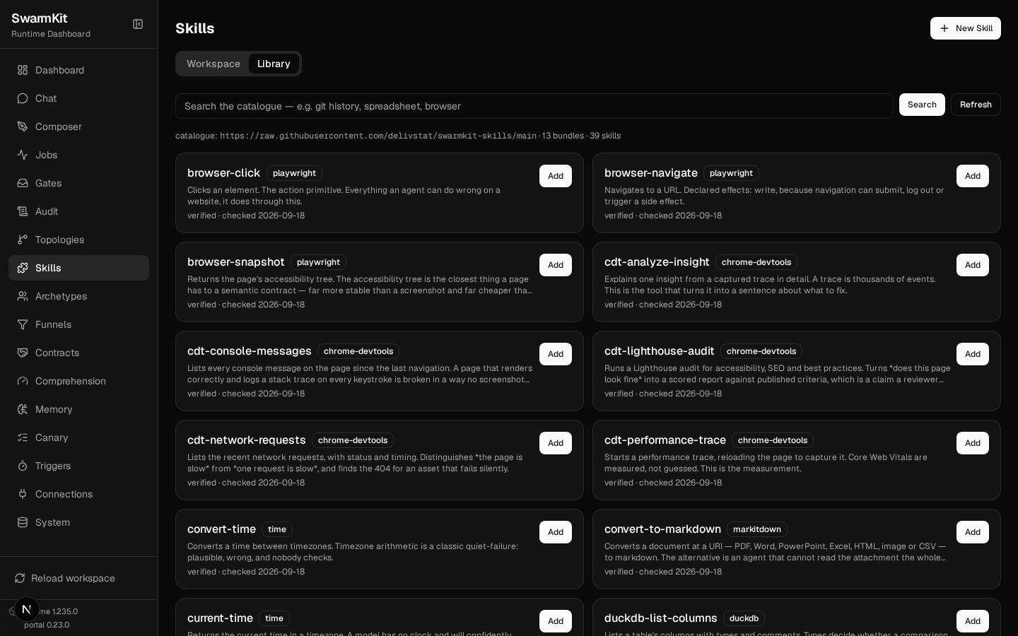 The catalogue in the portal's Library tab