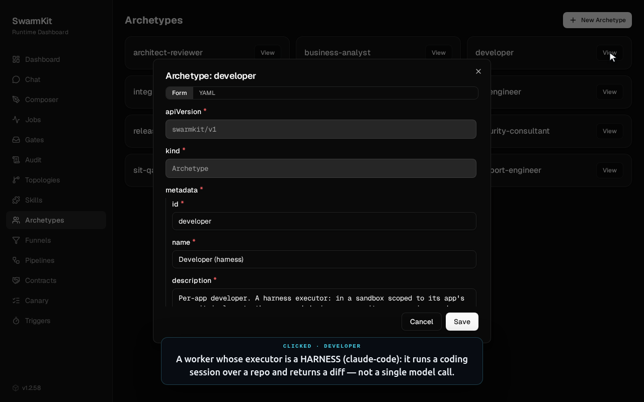 The developer archetype form