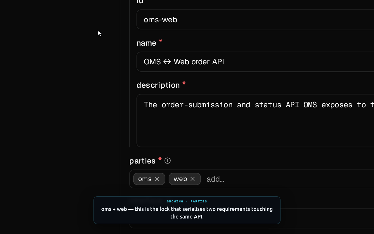 The oms-web contract with oms and web party chips