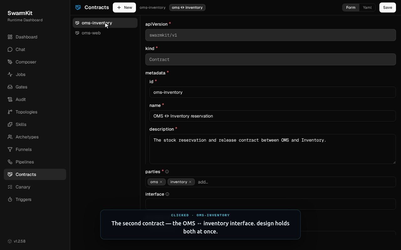 The oms-inventory contract